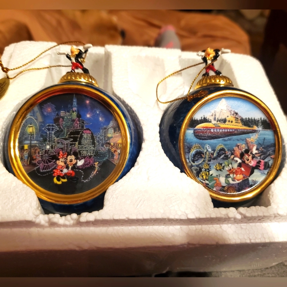 Disney Bradford Exchange Magic Of Disneyland set of 2 ornaments
